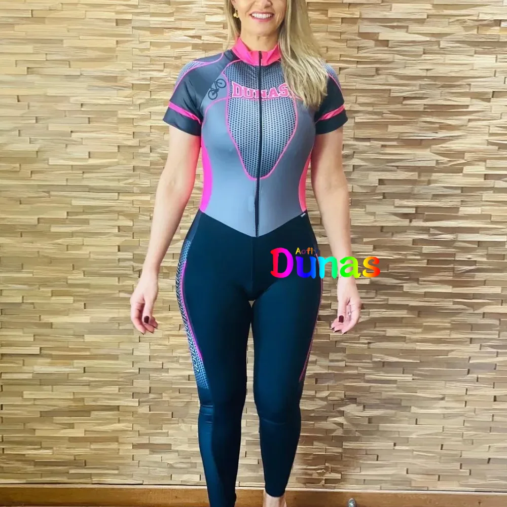 Dunas Women's Cycling Clothing With Sleeve Triathlon Wholesale Female MTB Monkey Trousers In Gel With Free Shipping Uniform Suit