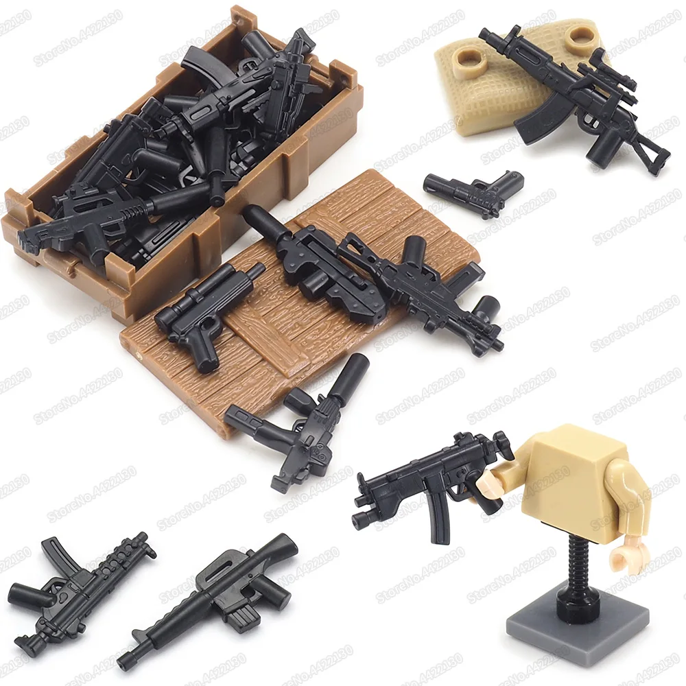 Military Weapons Dagger M1911 MP5 Submachine Gun Set Building Block Moc Soldier WW2 Figures Equipment Model Child Gifts Boy Toys