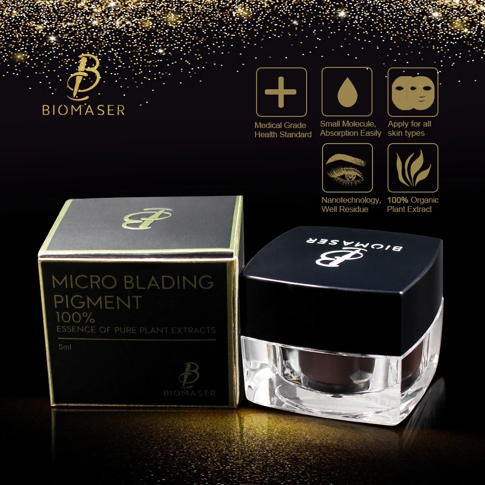 BIOMASER Microblading Pigment atramentowy tusz do tatuażu marki permanentny makijaż Pigment do brwi Eyeliner lip 100% materiał roślinny