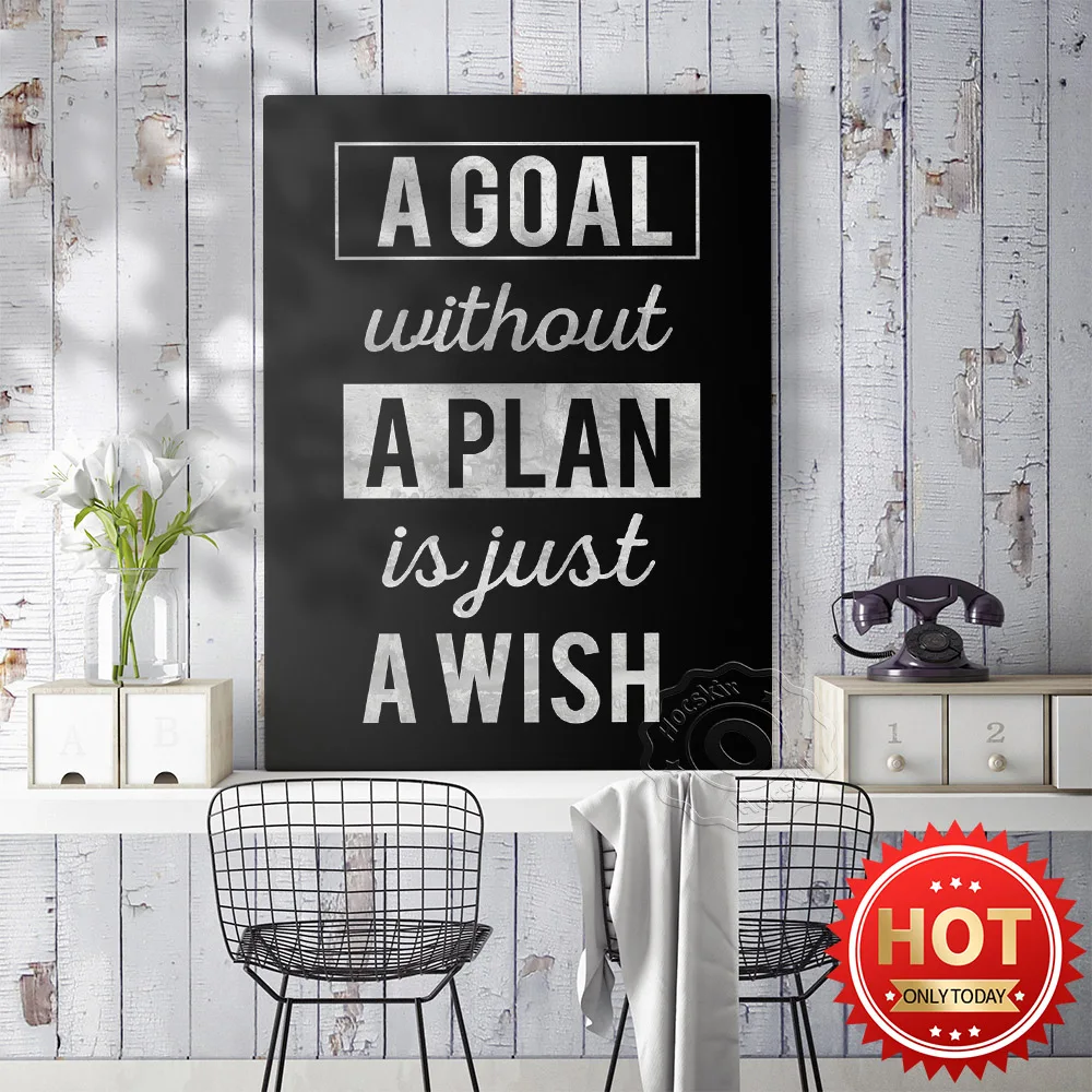 A Goal Without A Plan Is Just A Wish Wall Art Quote Print Inspiring Words Art Poster Canvas Painting Office Gallery Wall Decor