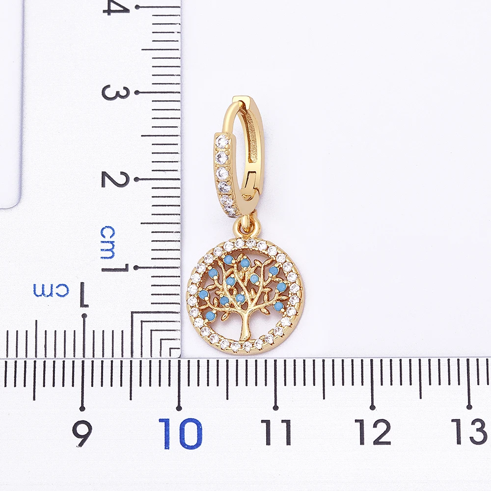 New Fashion Classic Tree of Life Drop Earrings For Women Girl Female Copper CZ Lucky Party Birthday Jewelry Hoop Earrings Gift