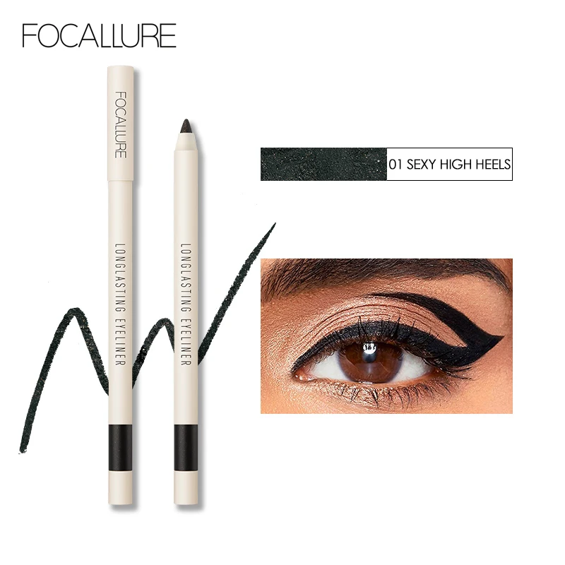 FOCALLURE Long Lasting Gel Eyeliner Pencil Waterproof Easy To Wear Black Liner Pen Eye Makeup Eye