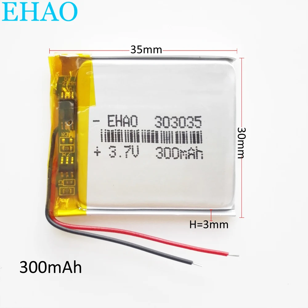 3.7V 300mAh 303035 Lithium Polymer LiPo Rechargeable Battery For Mp3 PAD DVD E-book Bluetooth Headset Headphone Smart Watch