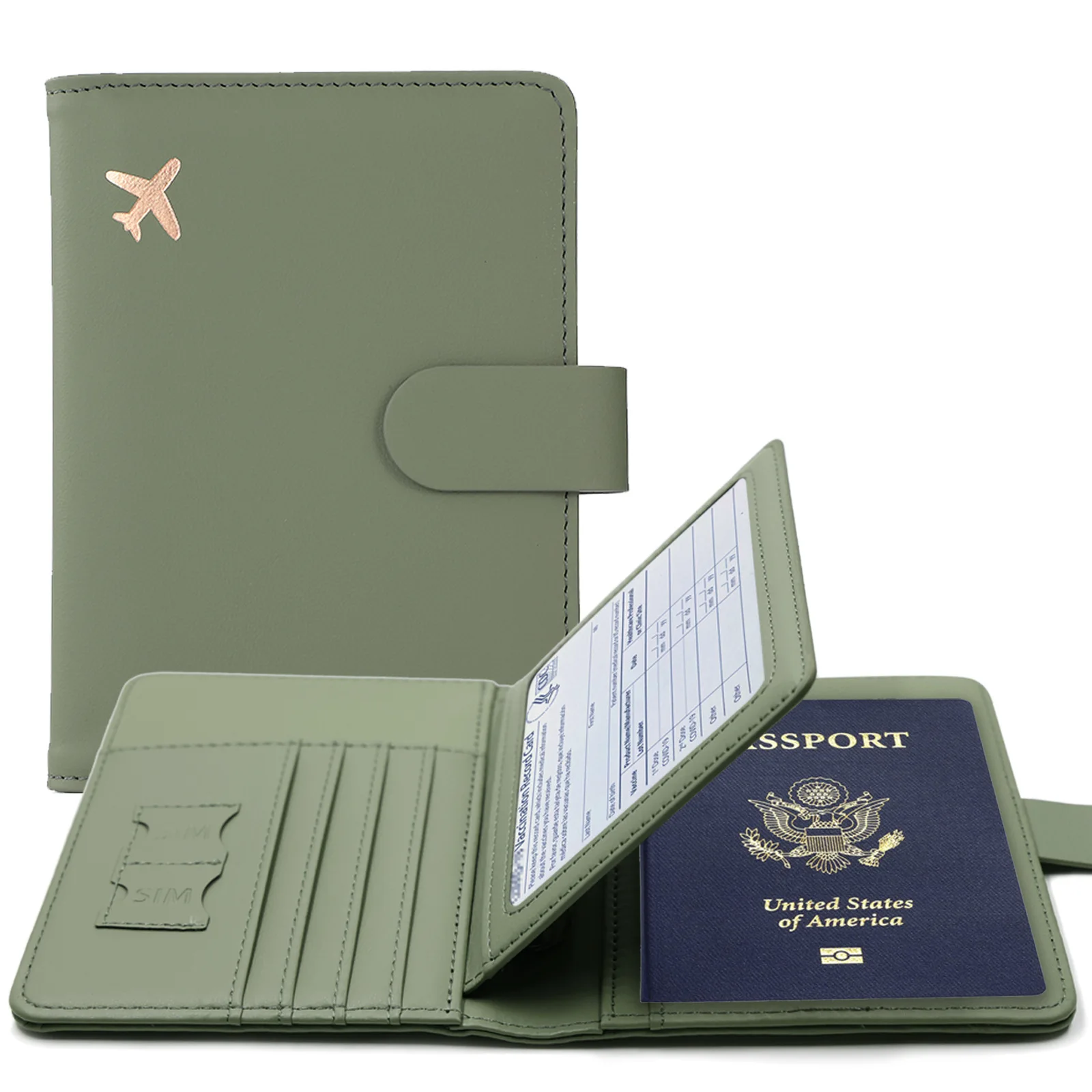 Airplane Pattern Passport Cover Protective PU Leather Women Men Travel Credit Card Holder ID&Document Holder Protector