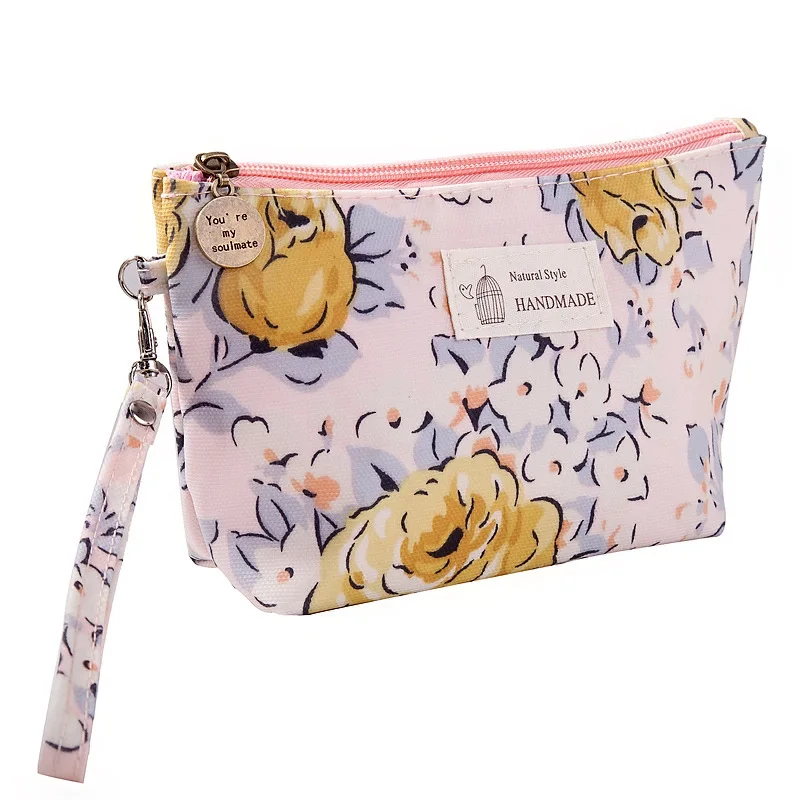 FUDEAM Rose Flower Bird Pattern Women Travel Storage Bag Toiletries Organize Waterproof Cosmetic Bag Portable Female Make Up Bag