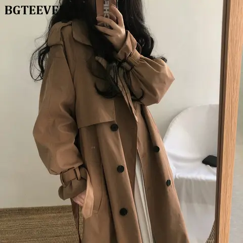 Women Long Casual Trench Coat BGTEEVER