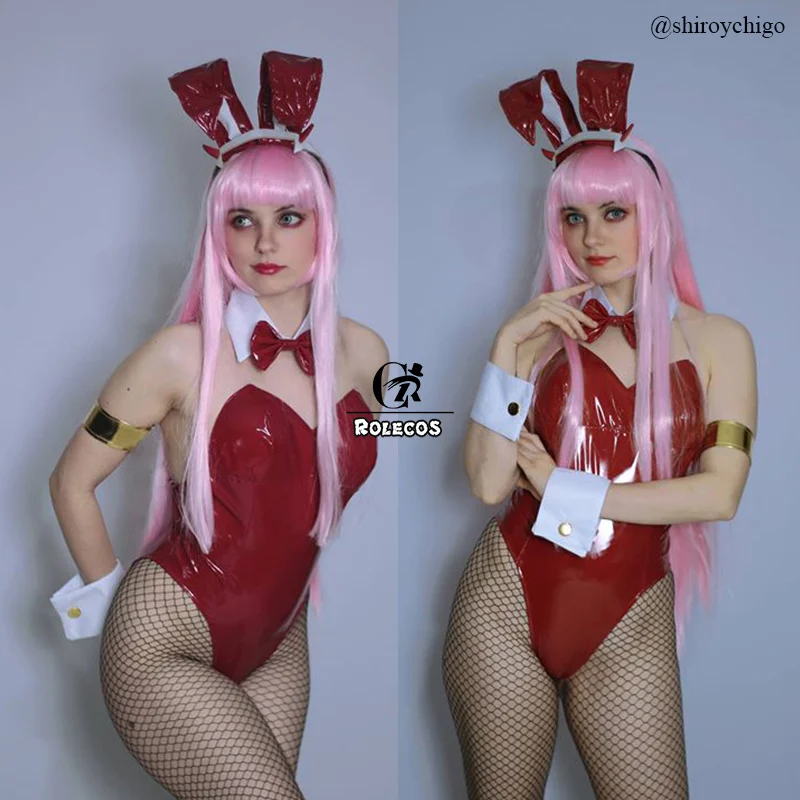 ROLECOS Anime DARLING in the FRANXX Cosplay Costume Zero Two Bunny Girl Cosplay Costume 02 Sexy Women Jumpsuit Red Leather Suit