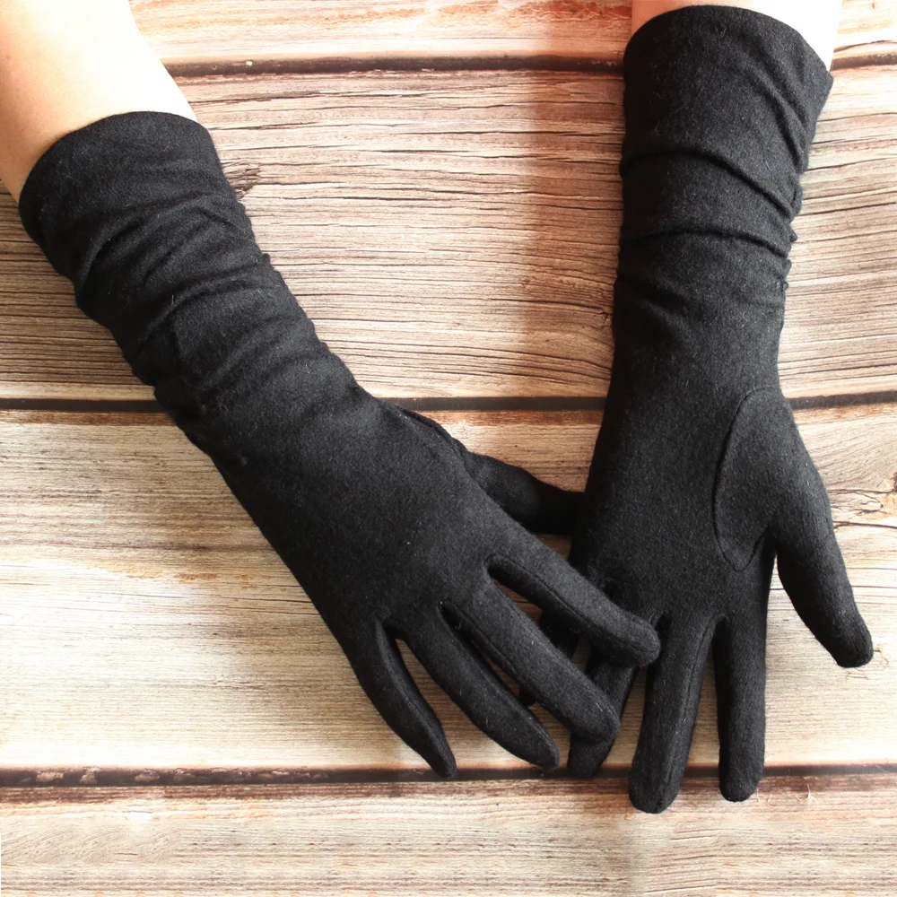 Gants longs en cachemire pour femme, gants chauds, couleur avec élasticité, mode hiver, Bickmods, neufs