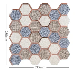 11/PCS Metal Mosaic Tile Hexagon Self-Adhesive Aluminum-Plastic Panel Living Room Kitchen TV Bar Background Wall Mosaics Home