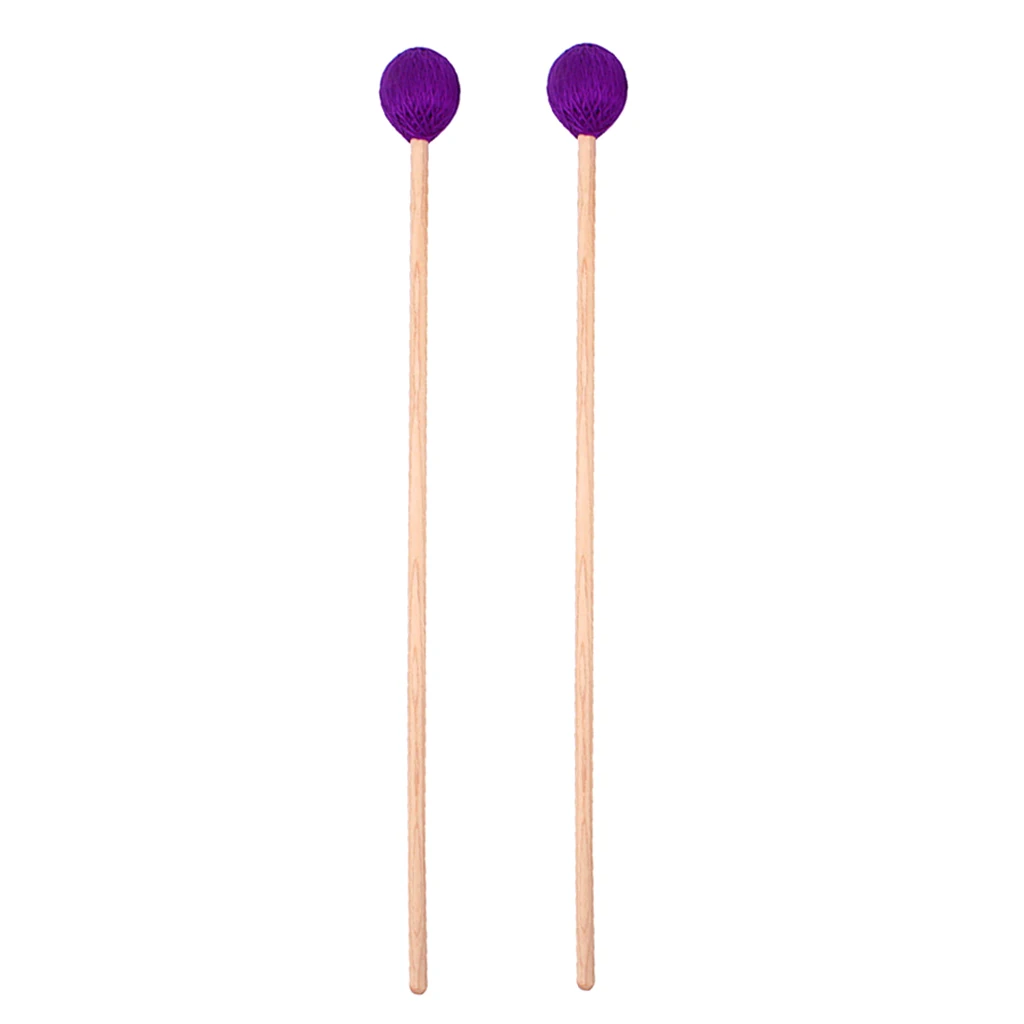 Pack of 2 Soft Purple Wool Head Marimba Timpani Mallet Rods Maple Handle, 43cm