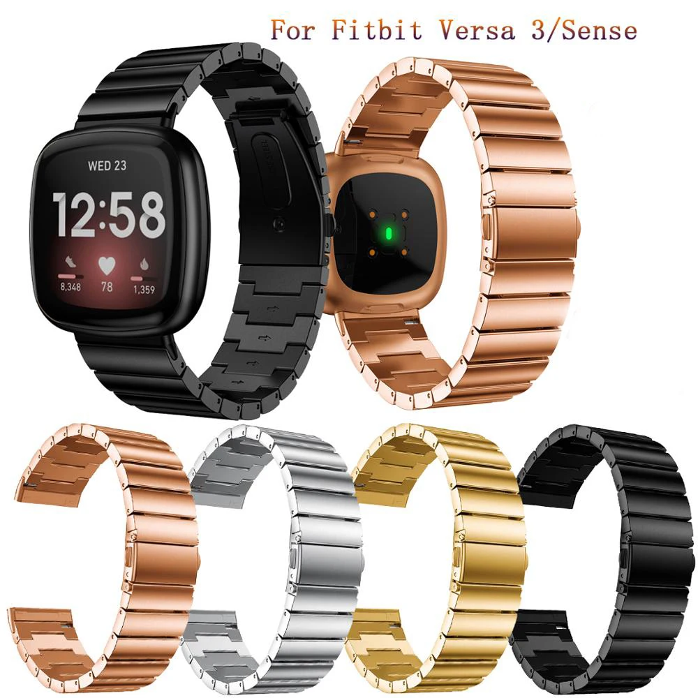 

Металлический ремешок из нержавеющей стали для умных часов Fitbit Versa 3/Sense, сменные браслеты, ремешок для Fitbit Versa 2/Lite 1