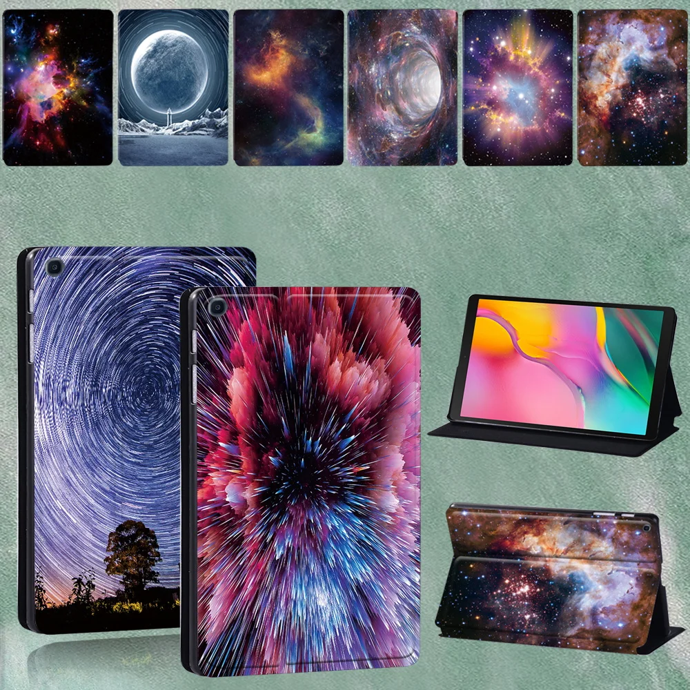 For Samsung Galaxy Tab A SM-T290/SM-T295 2019 8.0 Inch PU Leather Shockproof Starry Sky Series Pattern Tablet Cover Case+Stylus