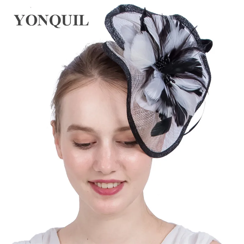 Elegant Women Wedding Cocktail Hat For Women Black&Ivory Flower Design Banquets Ladies Summer Occasion Event Race New Arrival