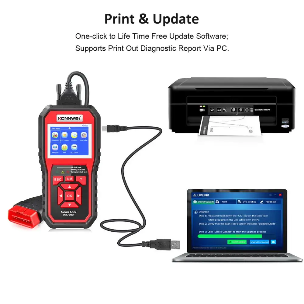 OBD 2 Car Scanner OBD2 Scanner KONNWEI KW850 Full ODB2 Scanner Multi-languages Car Tools ODB Car Diagnostic Tool for Cars Odb2