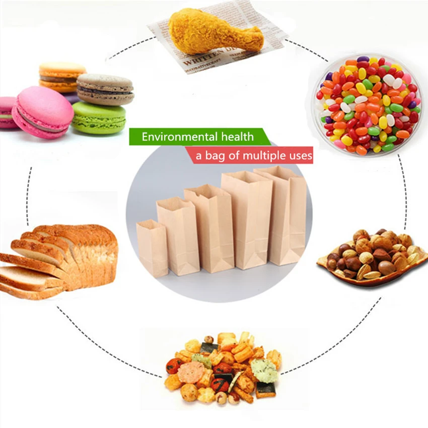 50/100PCS 샌드위치 빵 사탕 재활용 파티 가방 건조 포장 종이 가방에 대 한 좋은 크래프트 종이 가방 음식 휴일 선물 가방