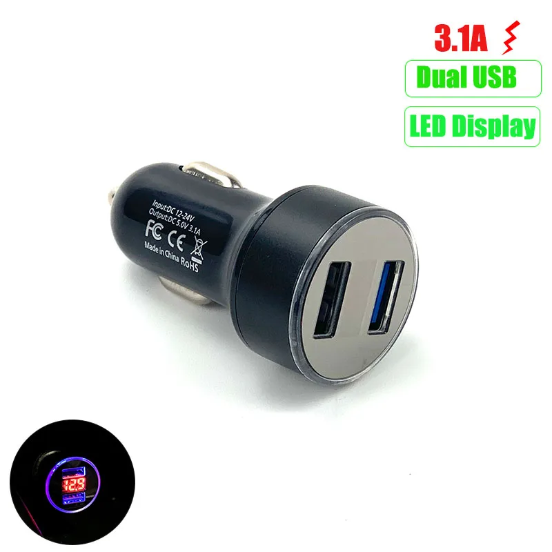 3.1A Dual USB Car Charger LED Display For Citroen C1 C2 C3 C4 C5 C6 C8 C4L Elysee Xsara CACTUS DS3 DS4 DS5 DS5LS DS6