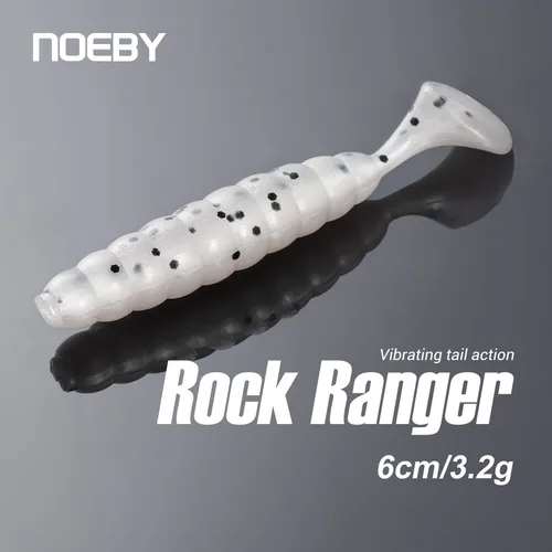 NOEBY-Cebo Artificial de silicona, cola en T, señuelo acanalado, cabeza de plantilla, gusano Grub, Swimbait para pesca de lubina de mar, 6cm, 3,2g, 6 piezas
