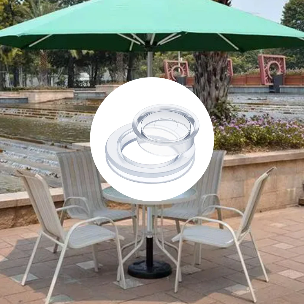 Umbrella Thicker Hole Ring Plug and Cap Set for Outdoors Patio Beach Yard Table 2 Inch Standard Size Transparent