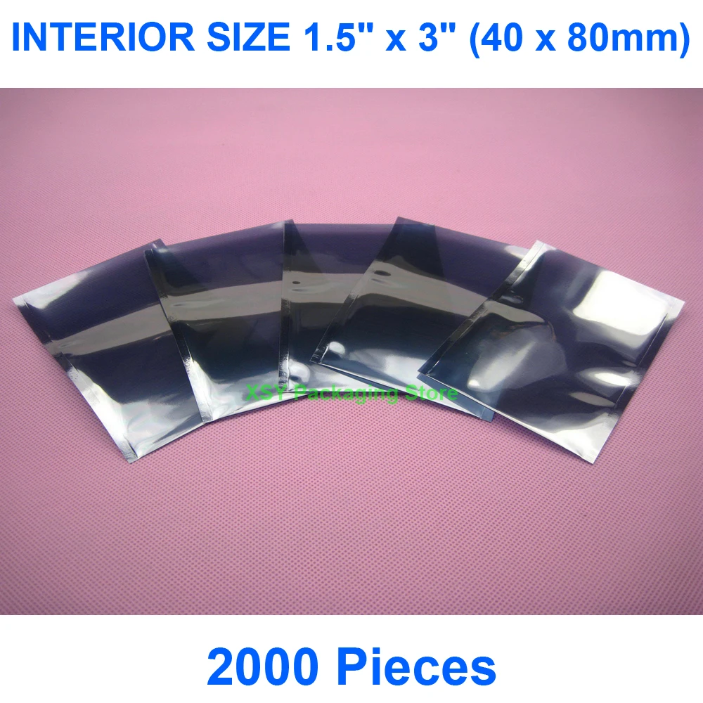 

2000 Pieces ESD Bags INTERIOR SIZE 1.5" x 3" (40 x 80mm) Small Anti Static Shielding Bag Electronic Product Packing Pouches