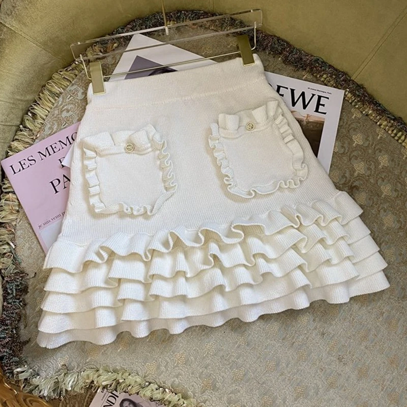 

Женская трикотажная Мини-юбка, элегантная облегающая плиссированная юбка с карманами, для подиума, весна-лето 2021