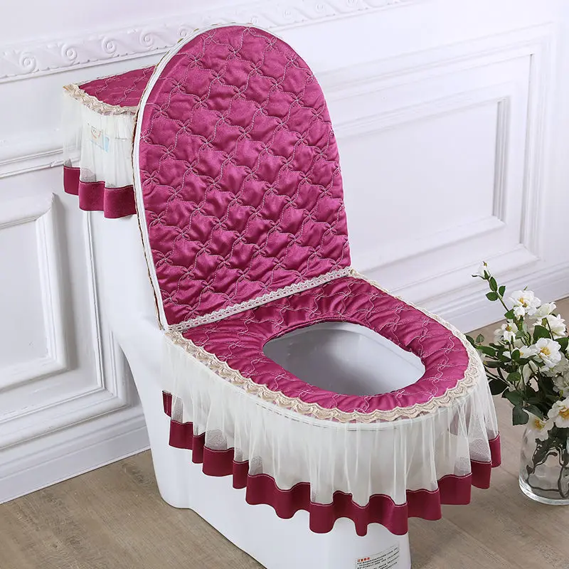 Toilet Cushion 3 Piece Set Winter Toilet Cover U-type Zipper Seat Mat Pad Toilet Accessories WC Mat Hotel Supplies Toilettes