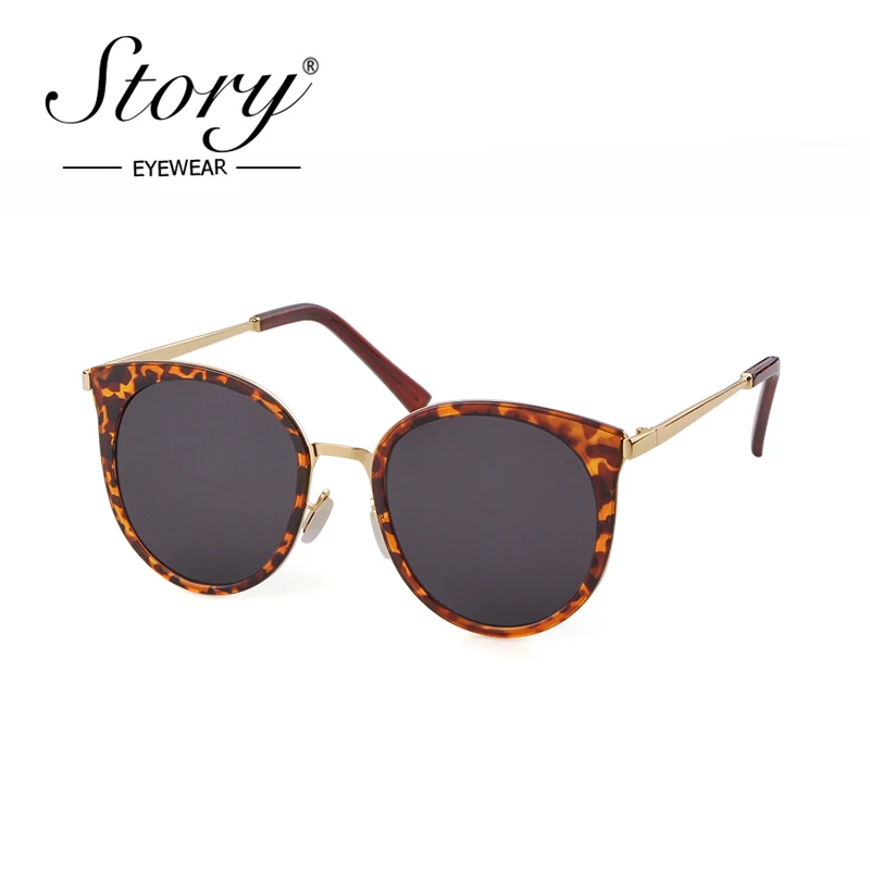 

STORY fashion cat eye polarized sunglasses women men 2019 brand designer vintage leopard print large frame sun glasses SZ3715K