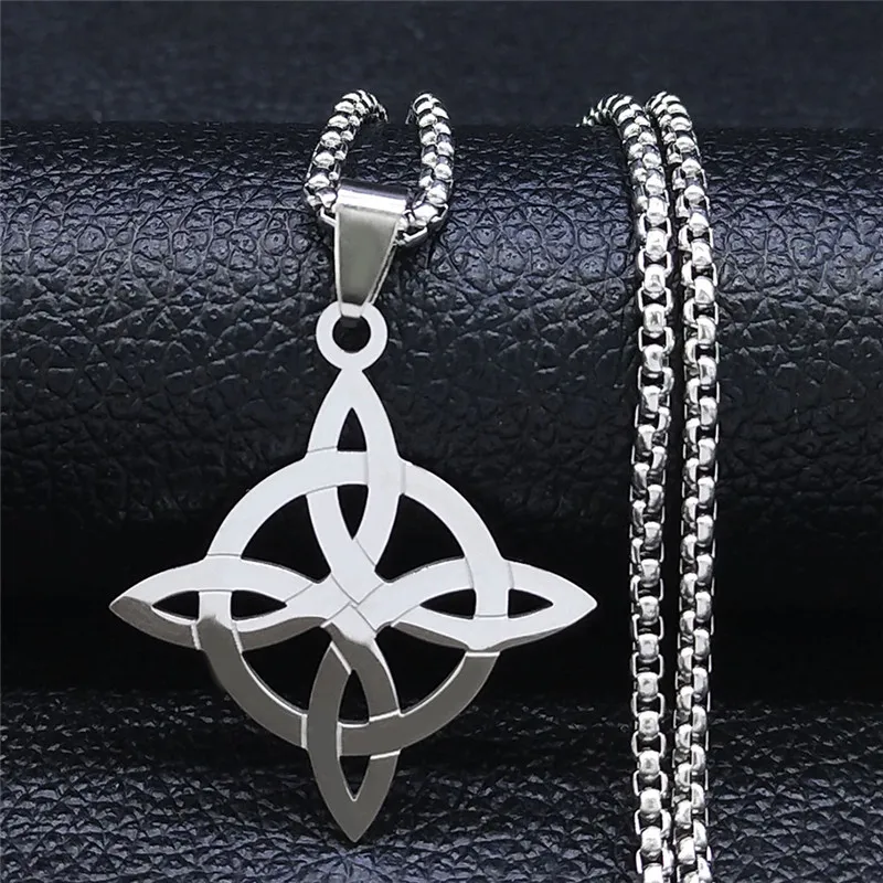 Stainless Steel Witchcraft Witch's Celtic Knot Geometry Necklace Men/Women Wicca Necklaces Witch Jewelry nudo de bruja N4273