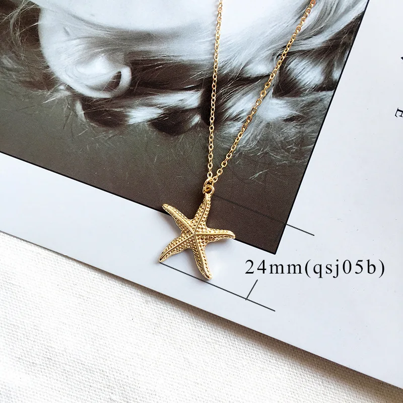 MEIBEADS 1pc Fashion 12 Design Shell Starfish Pendant Necklaces For Women Girls Gift Vintage Gold Color Choker Bohemian Necklace