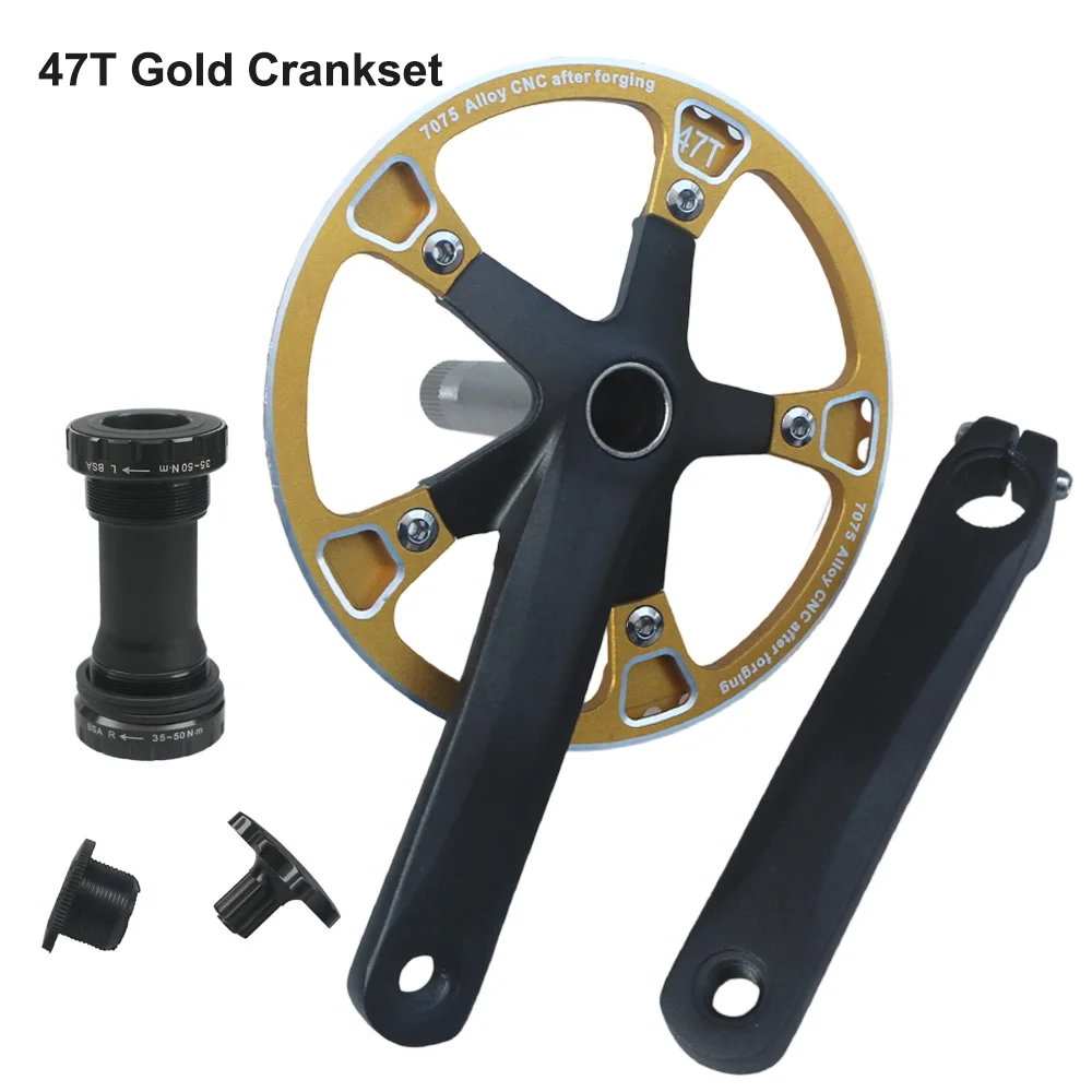 130BCD Rennrad-Kurbelgarnitur Fahrradkurbelsatz 152mm 165mm 170mm Einzelgang-Kurbelarme Tretlager 44T Kettenblatt für Rennräder – Detail 4