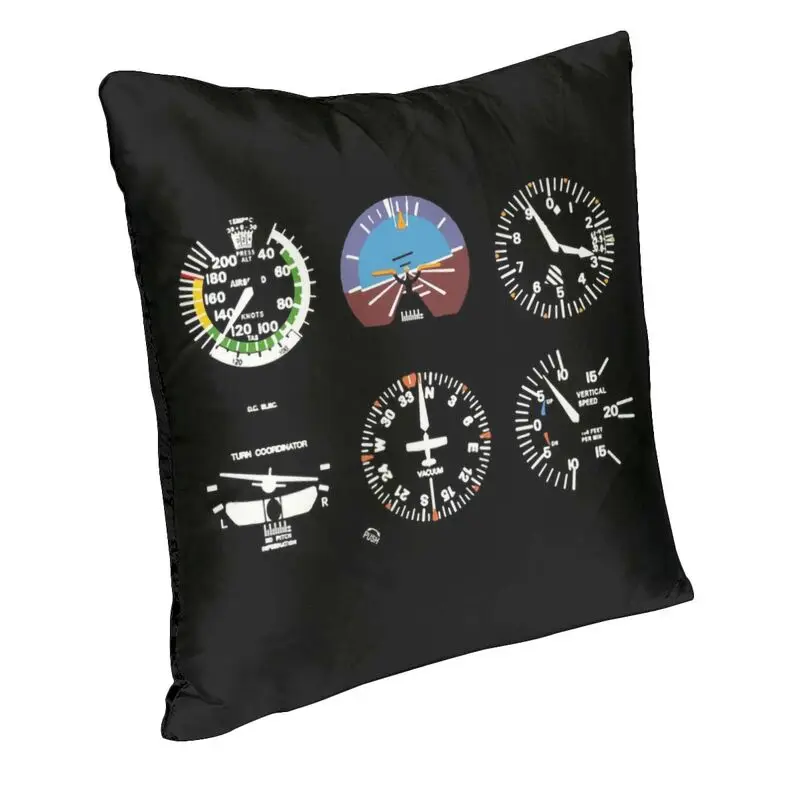 Cockpit Six Dials Flight Simulator Pilot Throw Pillow Case Living Room Decoration Airplane Aircraft Sofa Cushion Cover