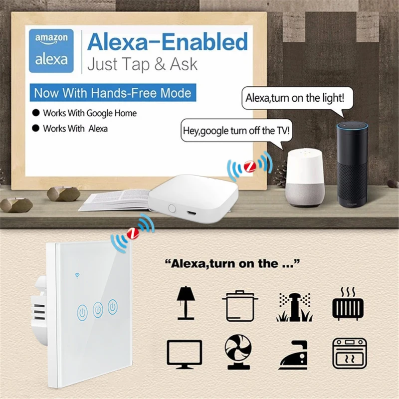 Tuya Zigbee EU UK Smart Touch Wall Light Switch Neutral Line Required Smart Life App Smart Home Control, Alexa Google Home Alice