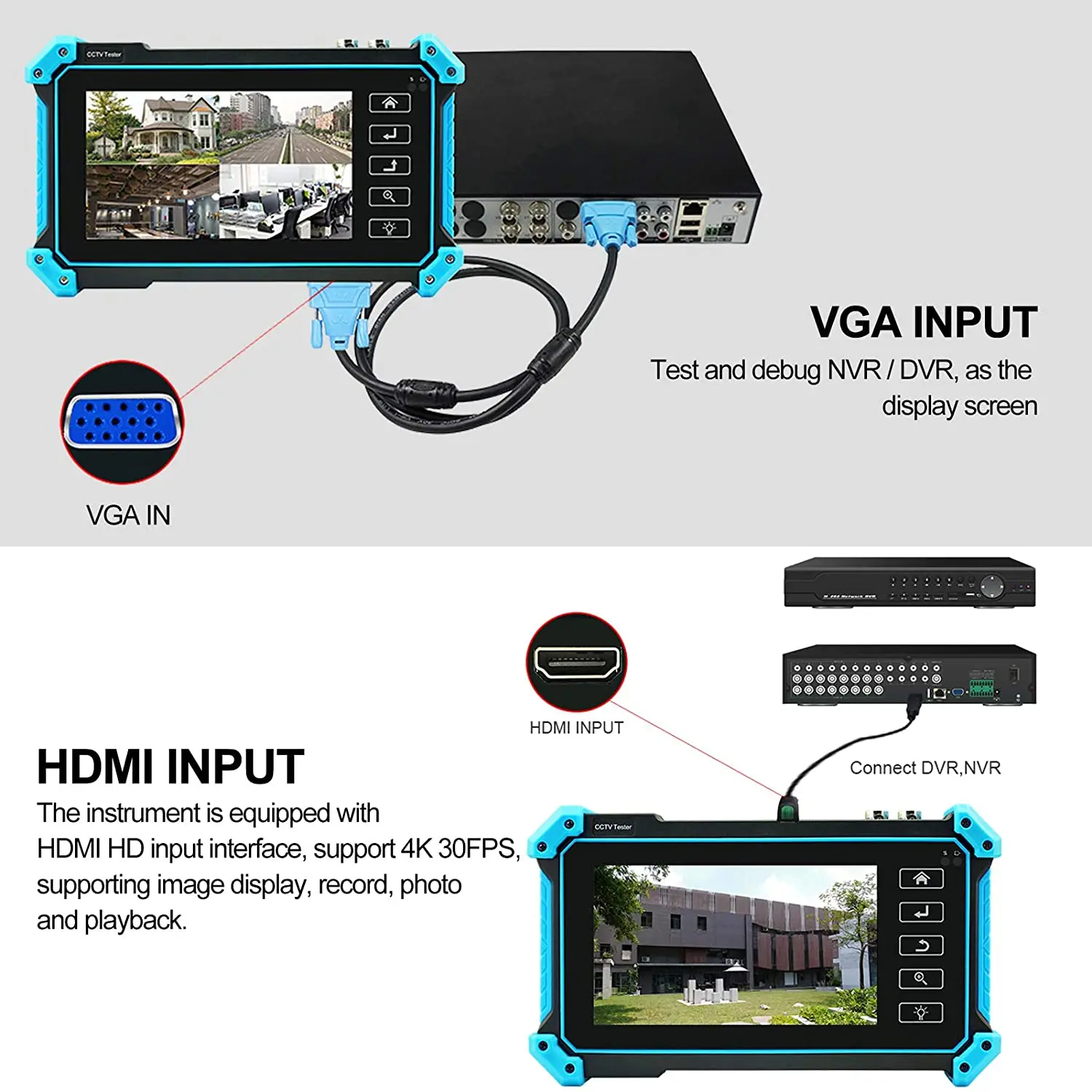 Newest 5.4 Inch 4K IP HD CCTV Camera Tester Monitor AHD CVBS CVI TVI SDI 8MP Camera Tester VGA Input  WIFI POE PTZ