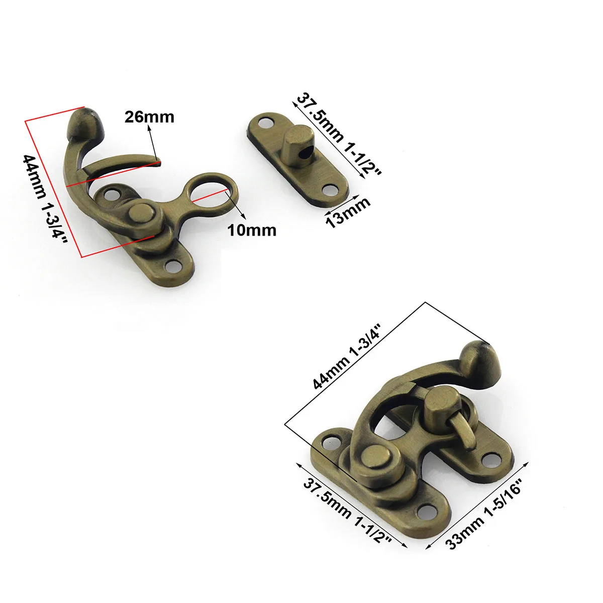 1Piece Metal Swing Lock Latch Lock Vintage Box Closure Clasp Buckle for DIY Bags Luggage Handbags Furniture Hardware Accessories