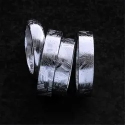 Genuine Natural Gibeon Iron Meteorite Fashion Ring Silver Plated Jewelry Wedding Rings Women Men Size 6 7 8 9 10 11 12 AAAAA