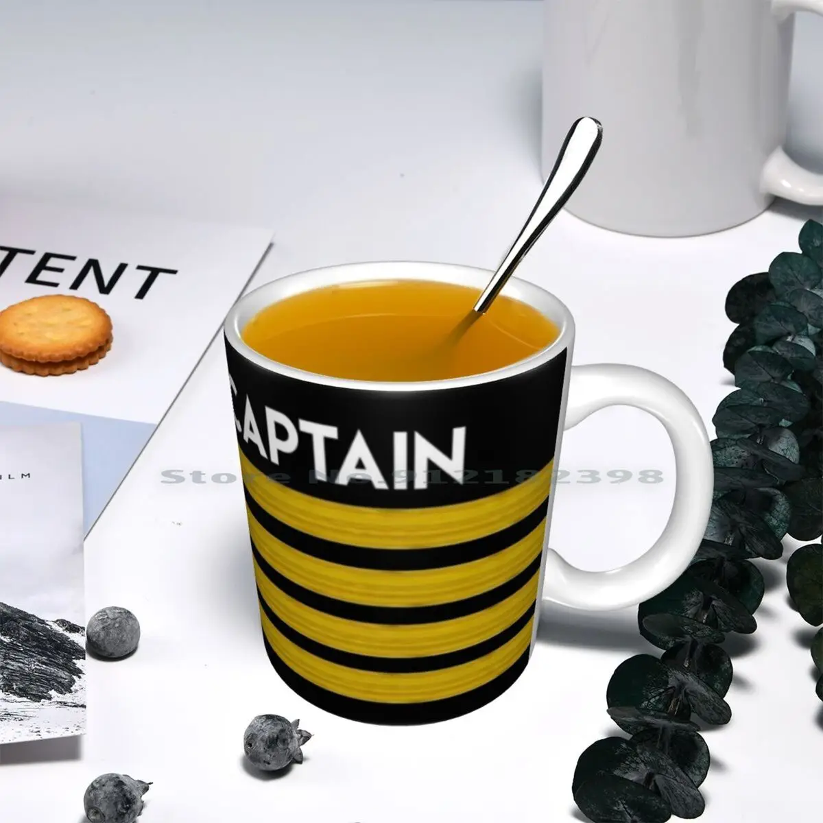 Captain Stripes Ceramic Mugs Coffee Cups Milk Tea Mug Epaulettes Aviation Stripes Captain Pilot Plane Airbus Airplane Airplane