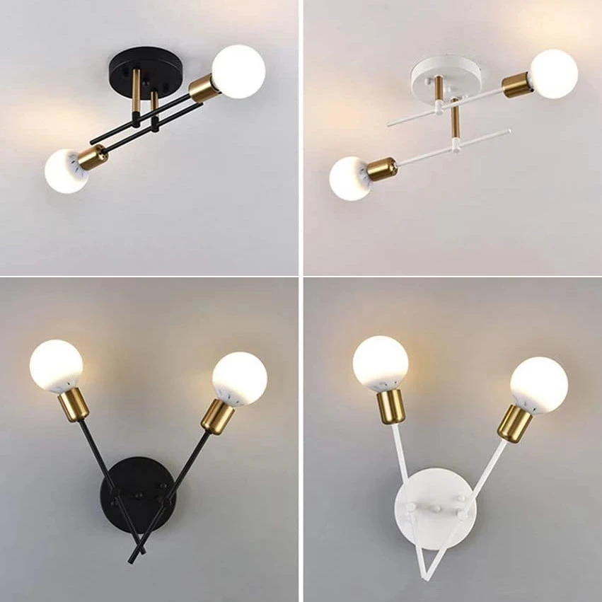 

Double Head Wall Lamp 110V 220V Wandlamp Lighting Mirror Stair Light Bedroom Ceiling Light E27 Golden ,Black Wall Sconce