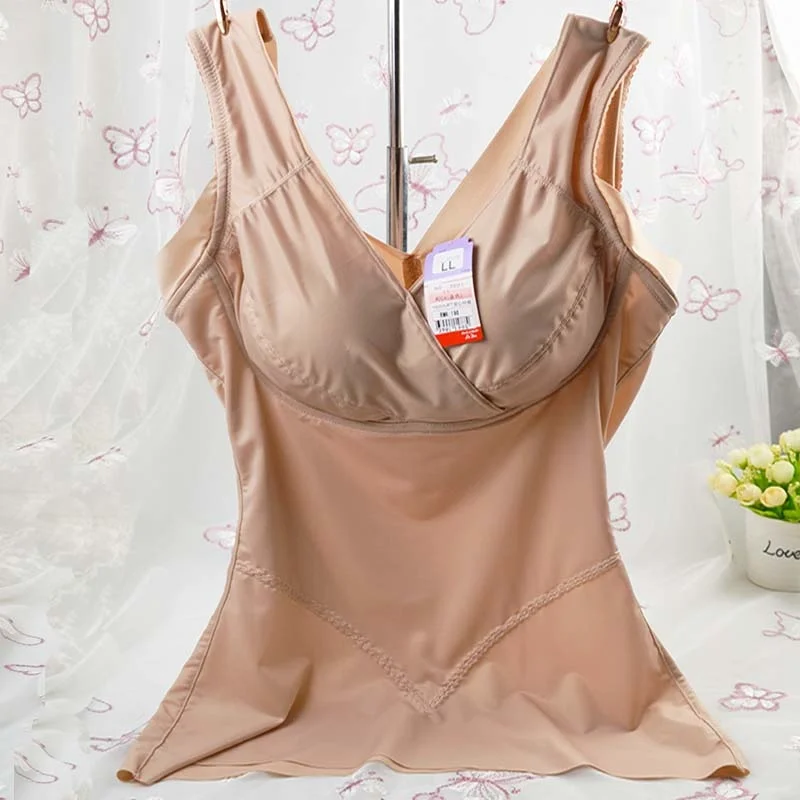 

Body Shaping Vest With Bra Without Steel Ring Gather Close Breast Long Bra Large Size With Cup Shape Brassiere Femme Women Tops