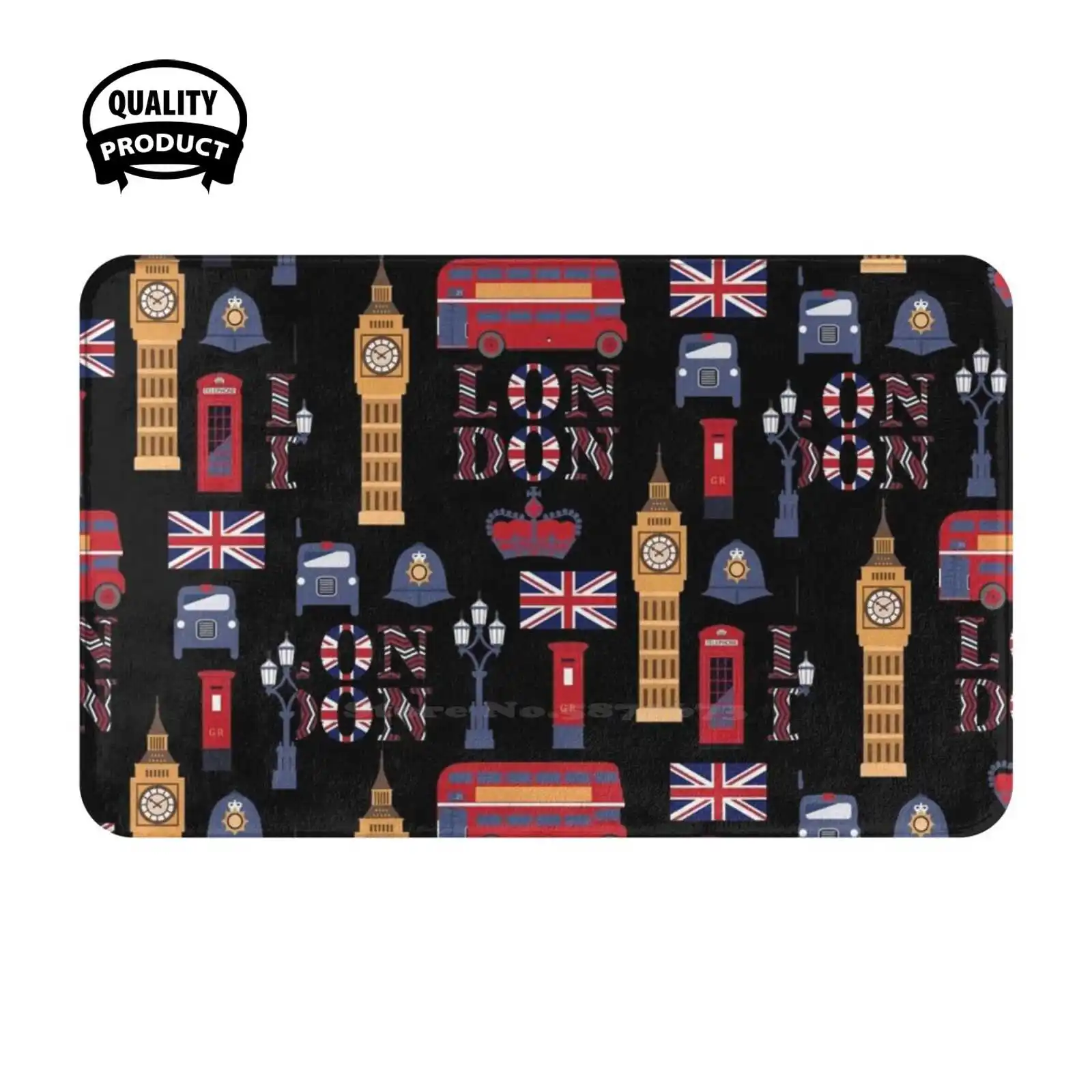 

London Symbols 3 Soft Cushion Home Carpet Door Mat Car Rug England United Kingdom Big Ben Thames Westminster Abbey Rain London