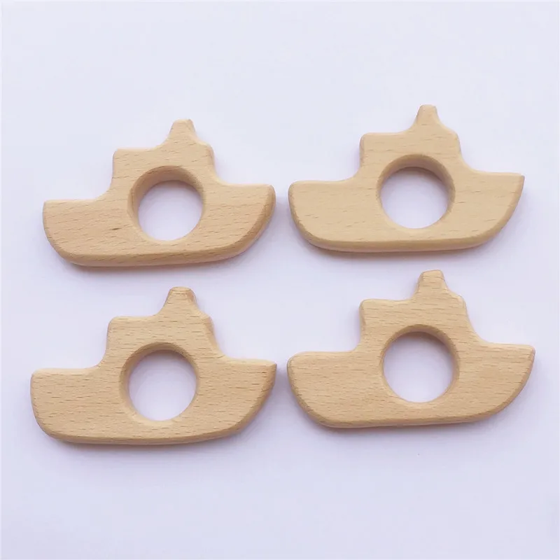 

Chenkai 10pcs Wooden Boat Teether Ring DIY Organic Eco-friendly Nature Baby Rattle Teething Grasping Wood Sensory Toy