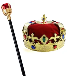 Royal King's Crown And Scepter Set Halloween Props Party Dress Up Accessory