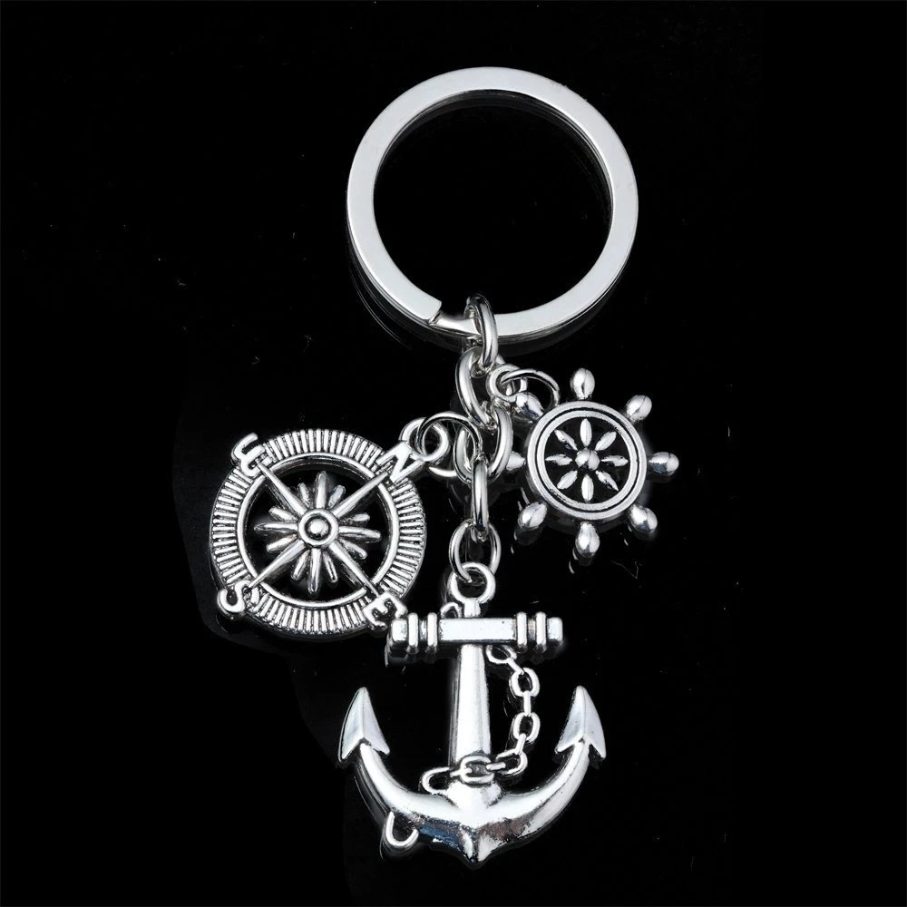 2021 European And American Foreign Trade Jewelry Compass, Rudder, Anchor Key Chain, Friendship Key Chain