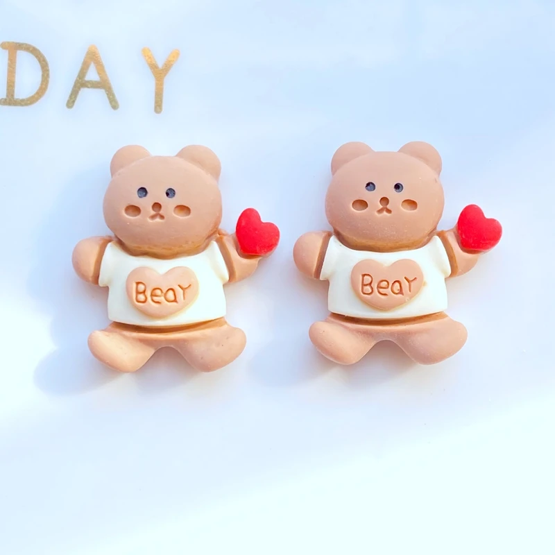 10Pcs New Cute Resin Mini Cartoon Little Bear Flat back Cabochon Scrapbook Kawaii accessori per abbellimenti fai da te