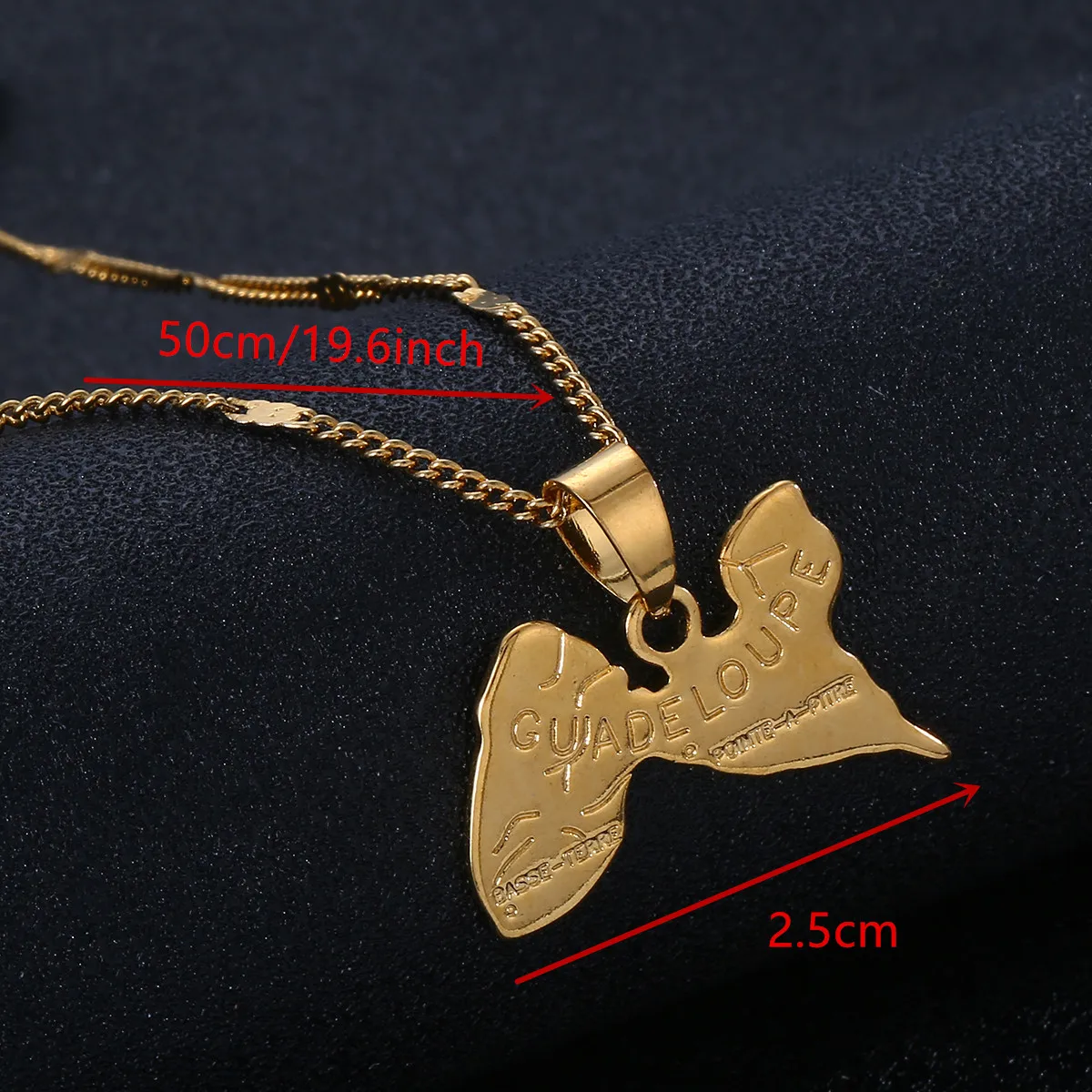 Gold Color Guadeloupe Map Pendant Necklace France Island Guadeloupe Map Charm Women Jewelry