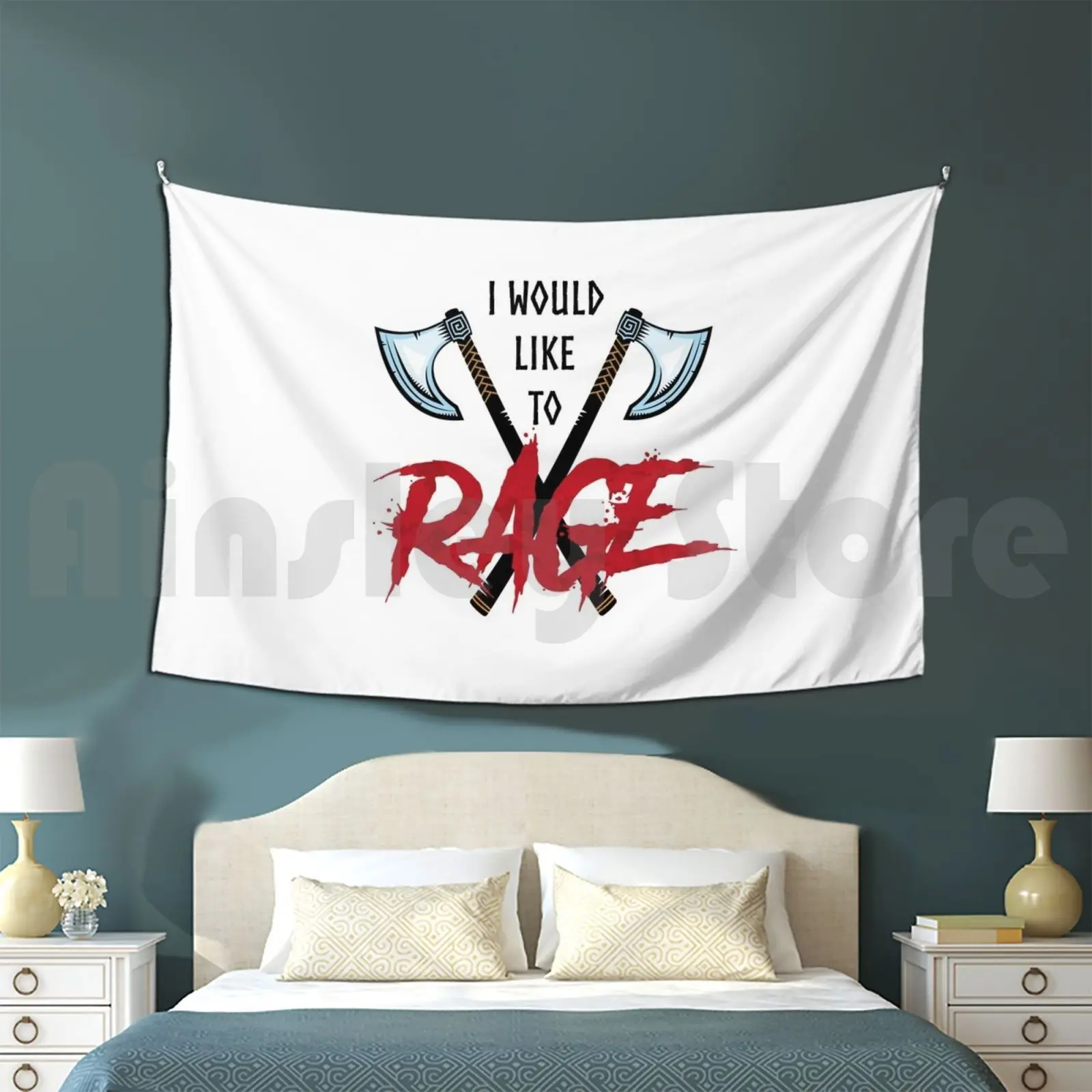 I Would Like To Rage! Tapestry Background Wall Hanging Dnd Dnd5e Rpg Roleplaying Pathfinder Tabletop Wizard Cartoon