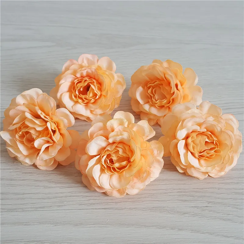 10 pçs 5cm de seda artificial peônia rosa flor cabeça para diy flor parede presente caixa scrapbooking casamento casa decoração festa