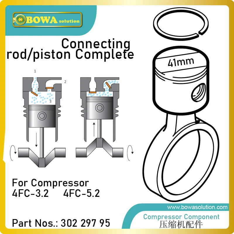 Dia.41 drijfstang/zuiger compleet is ontworpen voor 4.5m3/h cilinder bij 1450 RPM, bijpassende 4FC-3.2 of 4FC5. 2Y compressoren, etc