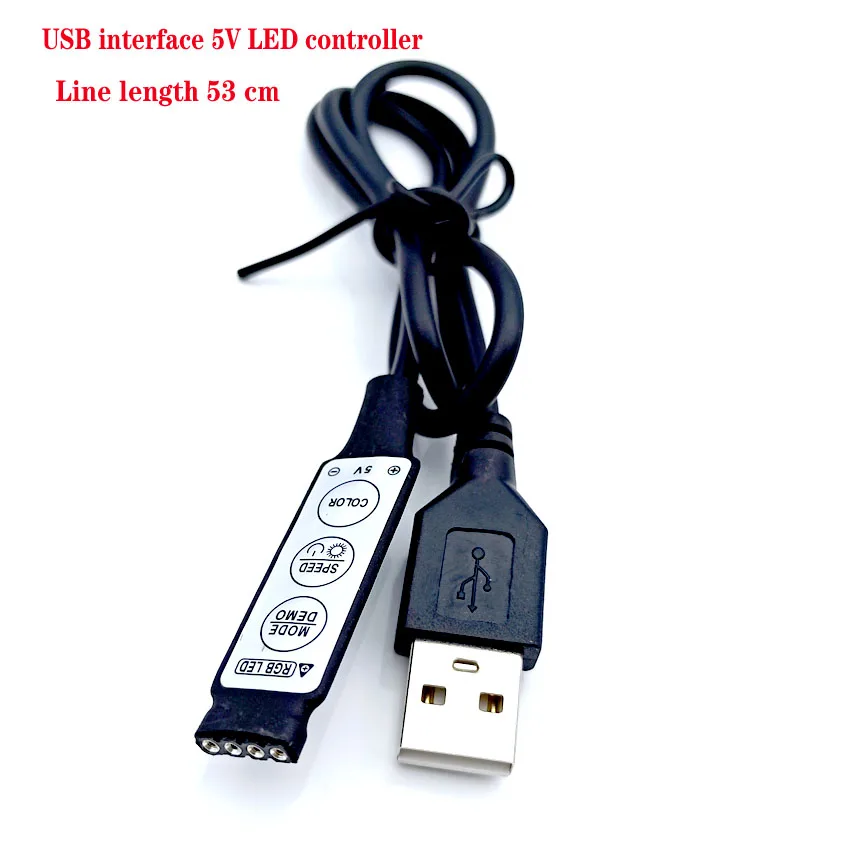 0.5m 1m rgb controlador 5v usb conector cabo 4pin linha dimmer 3 chaves para 5v 5050 2835 rgb led tira fita tv luz de fundo