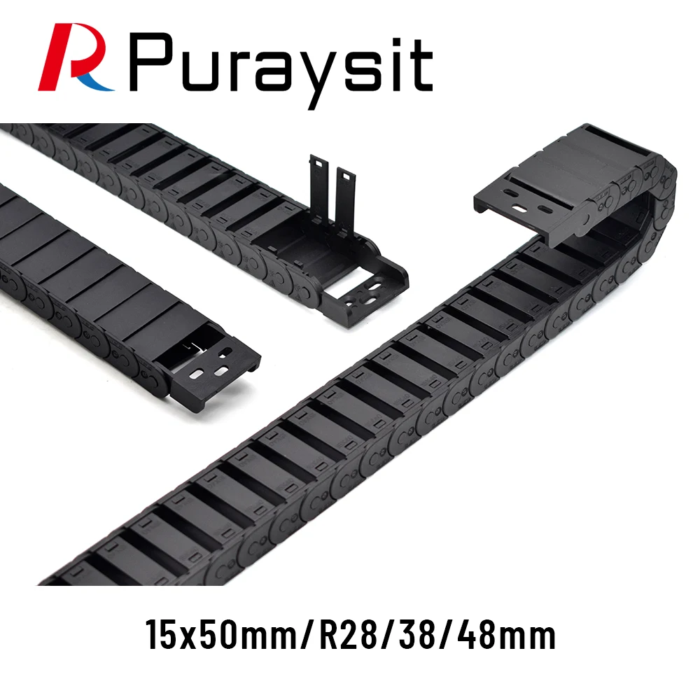 Puraysit Nylon Drag Chain Cable Chain OF-X15BF.1.N 15x50mm R28mm 38mm 48mm Semi-Closed Inner Opening