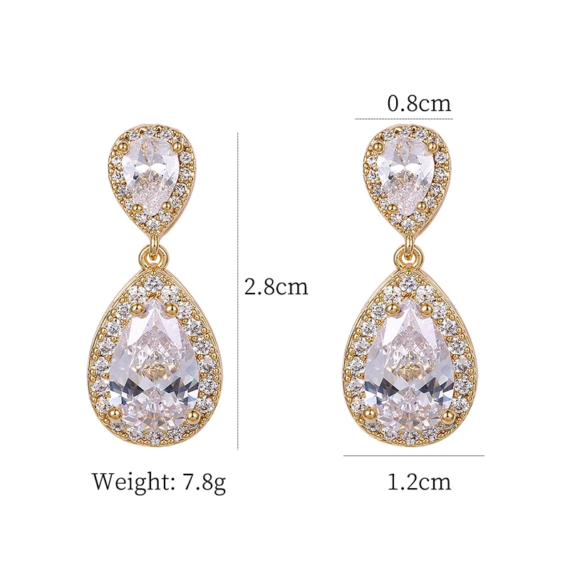 WEIMANJINGDIAN Brand Halo Pear Cut Cubic Zirconia CZ Crystal Dainty Wedding Drop Earring