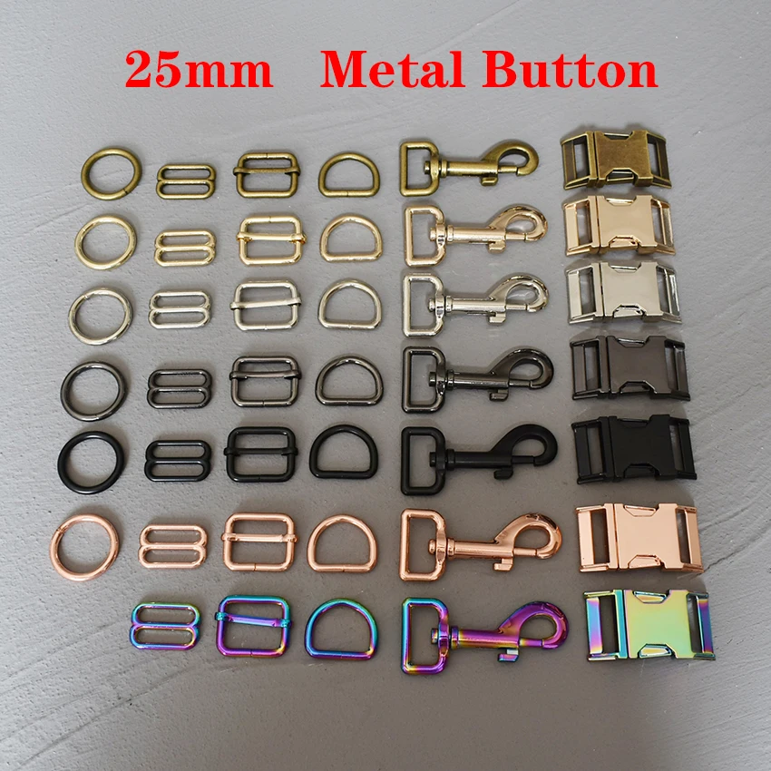 25mm 1 piece Metal Slider Adjustable Buckle D Ring ORing Snap Hook Handbag Strap For Bag of 7 different colors DIY Accessories